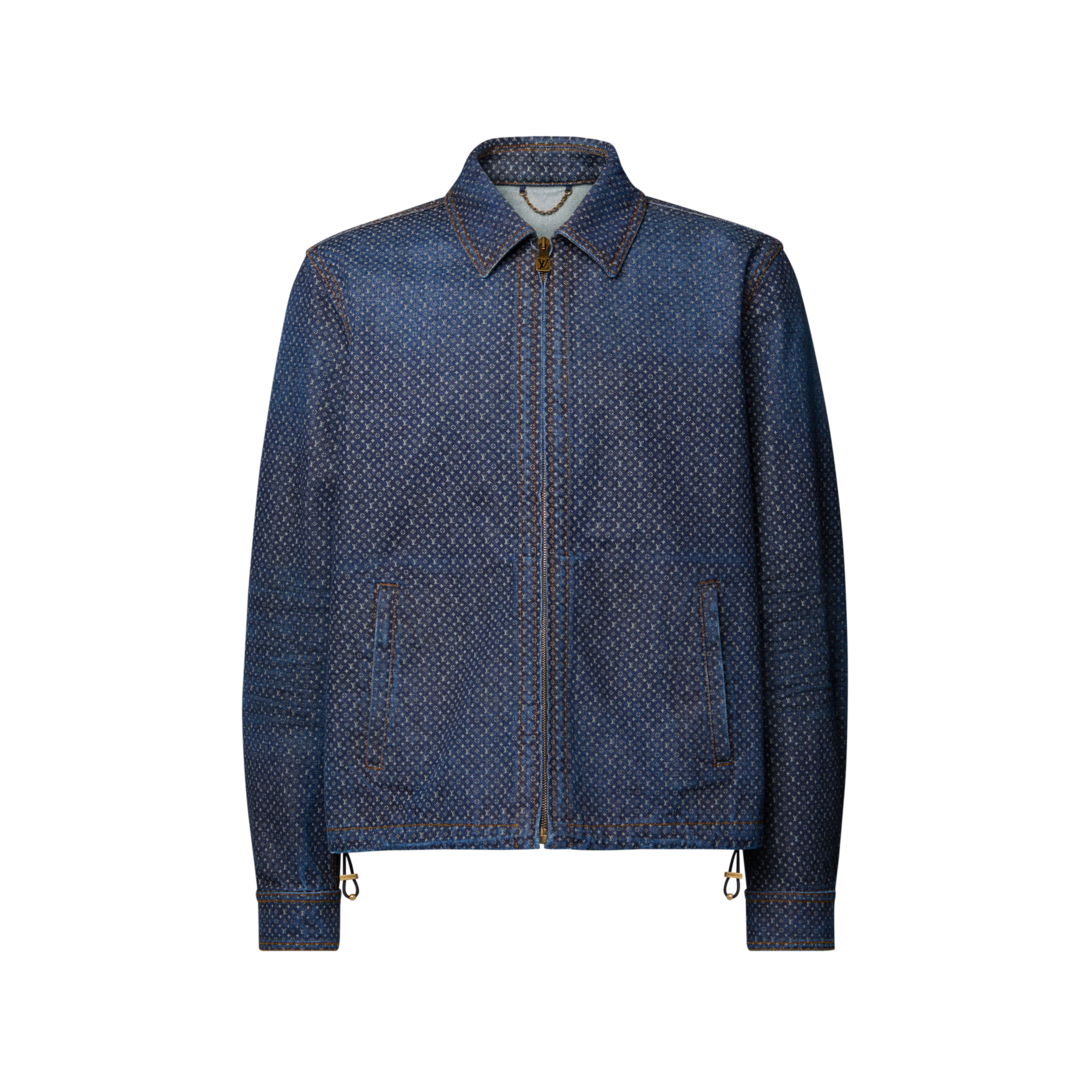 Reflective Nanogram Zippered Denim Jacket - Ready-to-Wear | LOUIS